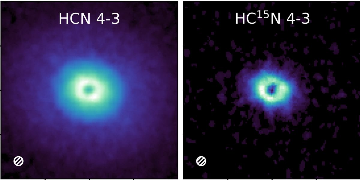 ALMA HCN and HC15N maps of V4046 Sgr